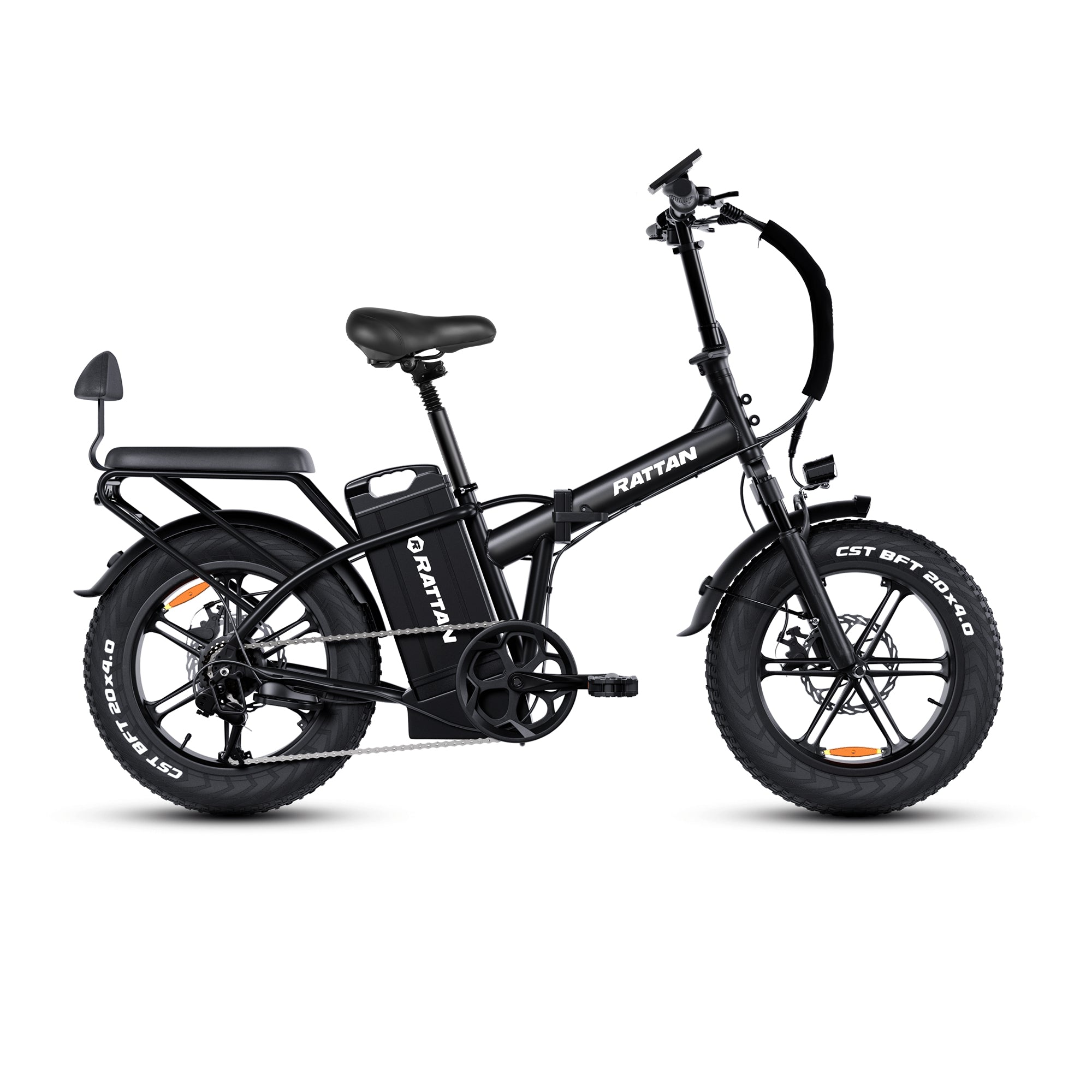 Rattan LM Ultra Folding ebike Black electric bike with 'Rattan' branding on a white background. Rattan LM Ultra Folding ebike