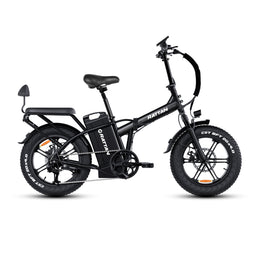 Black electric bike with 'Rattan' branding on a white background. Rattan LM Ultra Folding ebike