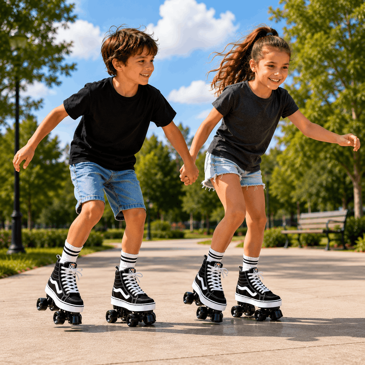 Black Quad Skating Double Row Roller Skates Black Quad Skating Double Row Roller Skates