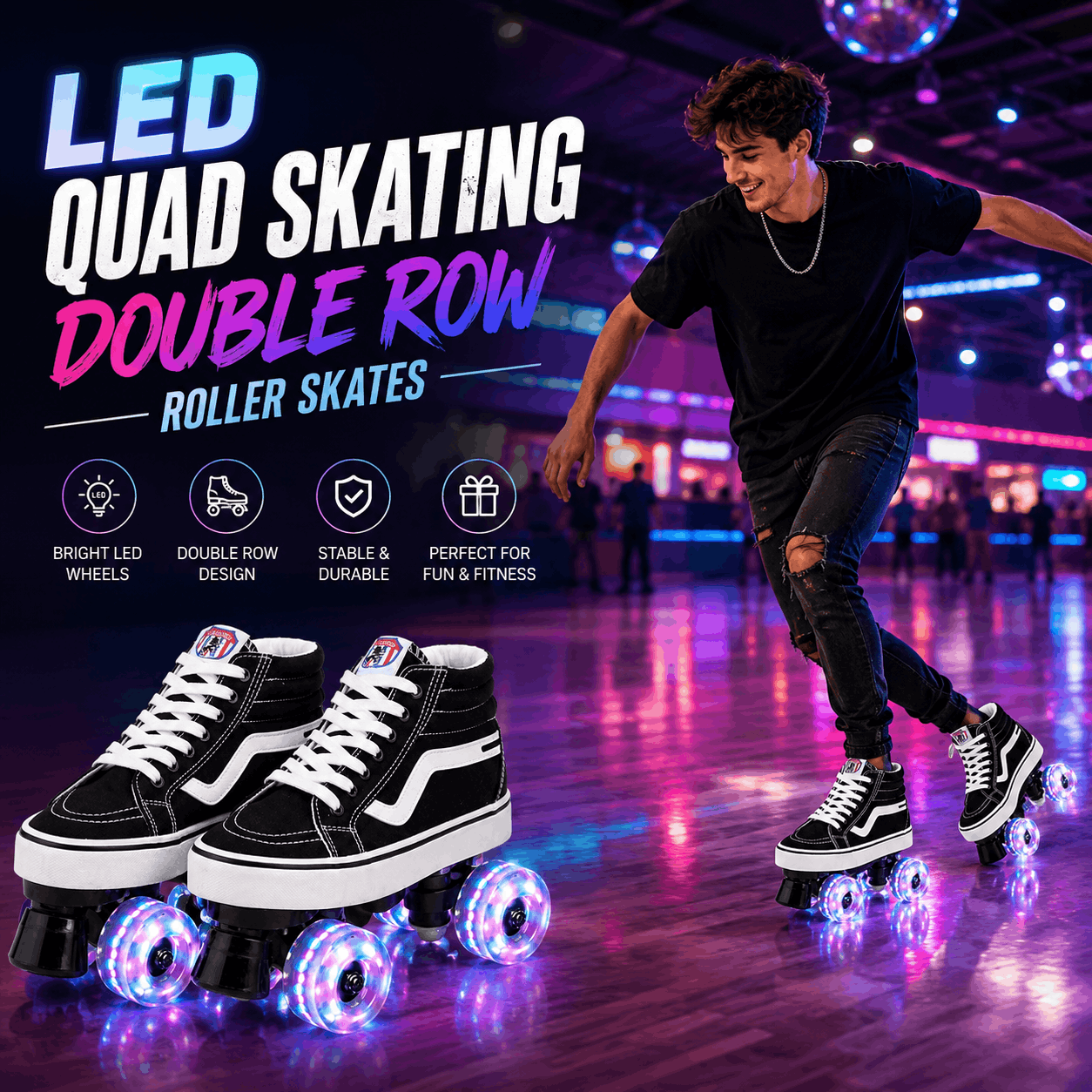 LED Quad Skating Double Row Roller Skates LED Quad Skating Double Row Roller Skates