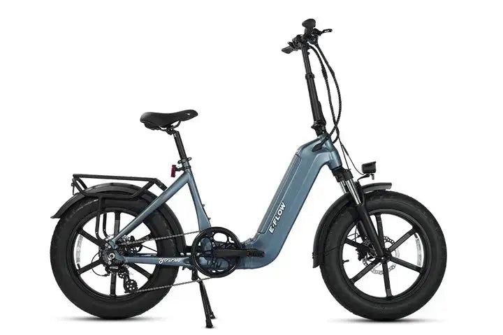 YOUNG Electric E-Flow 750W Folding eBike Electric bike with a gray frame on a white background. YOUNG Electric E-Flow 750W Folding eBike