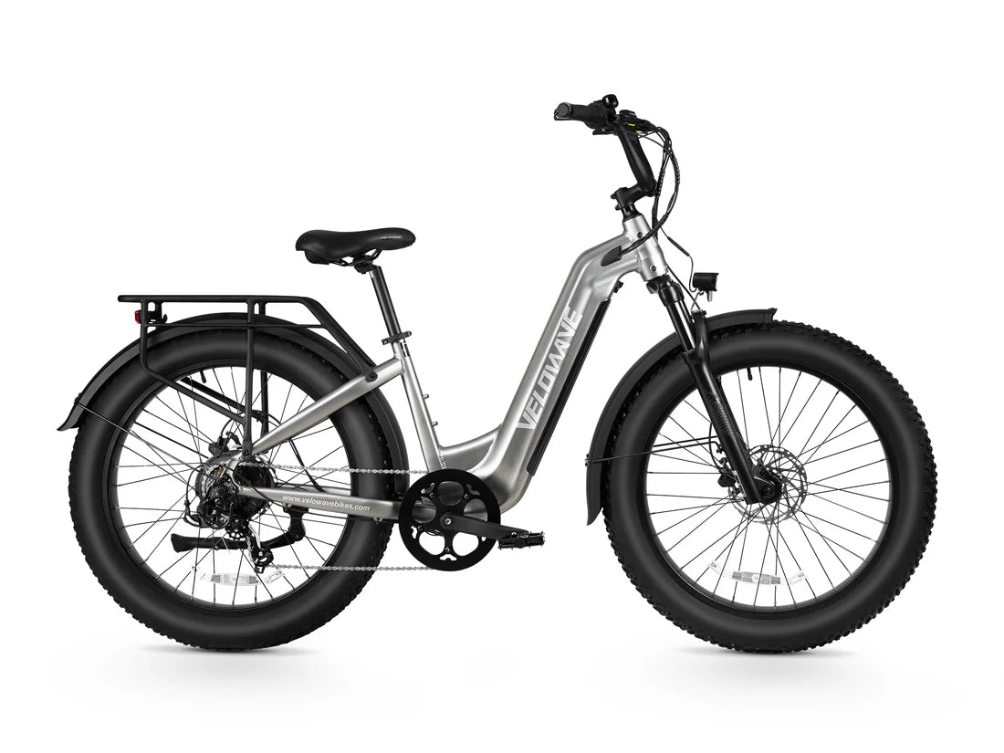 Velowave Ranger Step-Thru 3.0 Torque Sensor Electric Bike Electric bike with a metallic frame on a white background. Valowave Ranger Step-Thru 3.0 Torque Sensor Electric Bike
