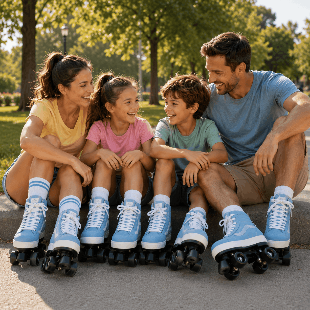 Sky Blue Quad Skating Double Row Roller Skates Sky Blue Quad Skating Double Row Roller Skates