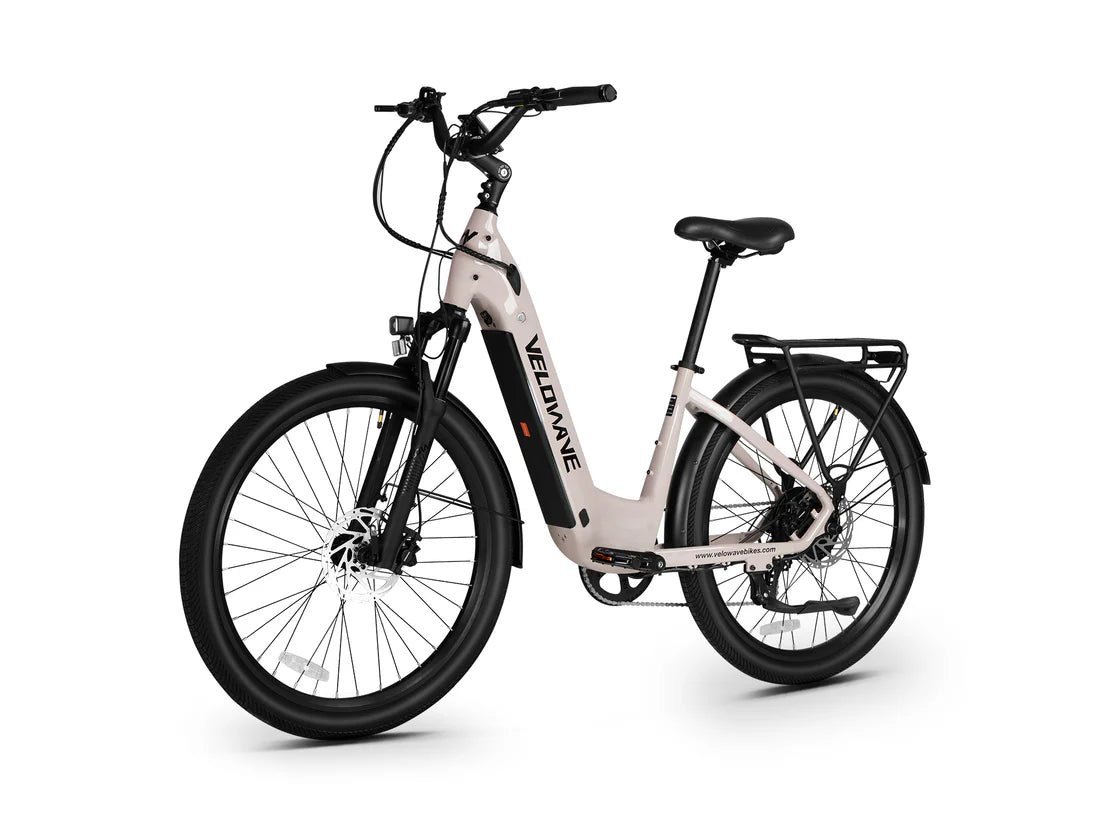 Velowave Breeze T Torque Sensor Electric Bike White electric bicycle with black accents on a white background. Valowave Breeze T Torque Sensor Electric Bike