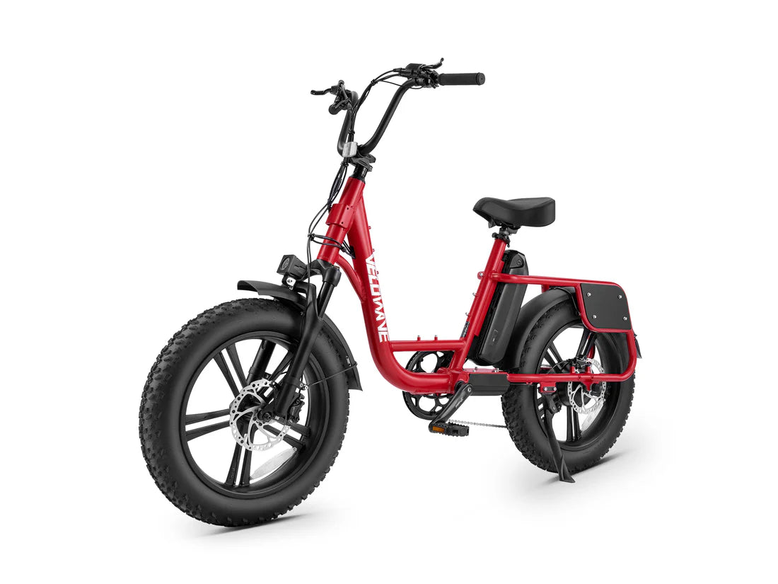 Velowave Prado S Commuter Electric Bike Red electric bike with black wheels on a white background. Valowave Prado S Commuter Electric Bike