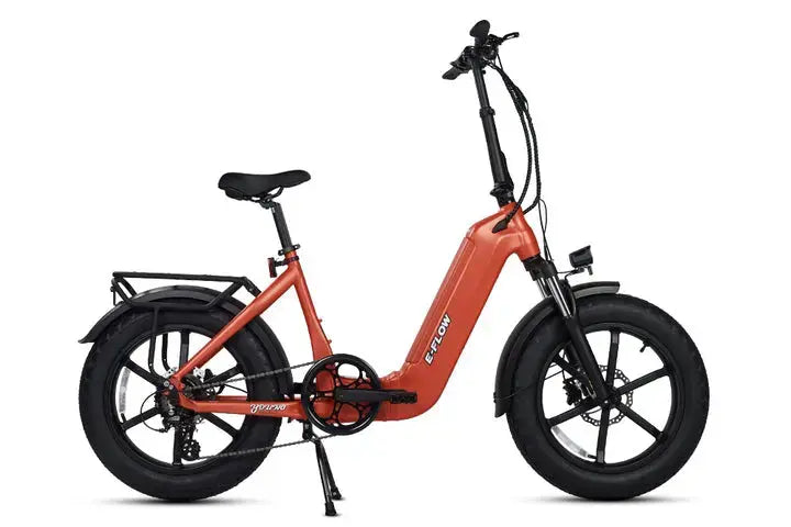 YOUNG Electric E-Flow 750W Folding eBike Orange electric bike on a white background. YOUNG Electric E-Flow 750W Folding eBike