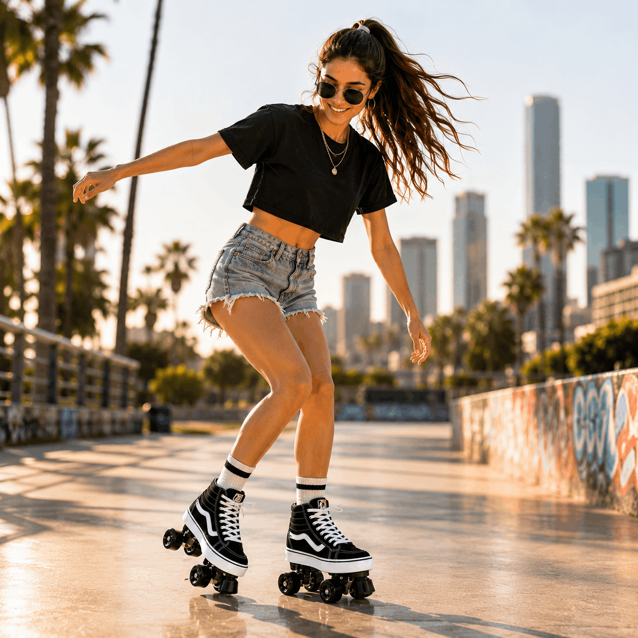 Black Quad Skating Double Row Roller Skates Black Quad Skating Double Row Roller Skates