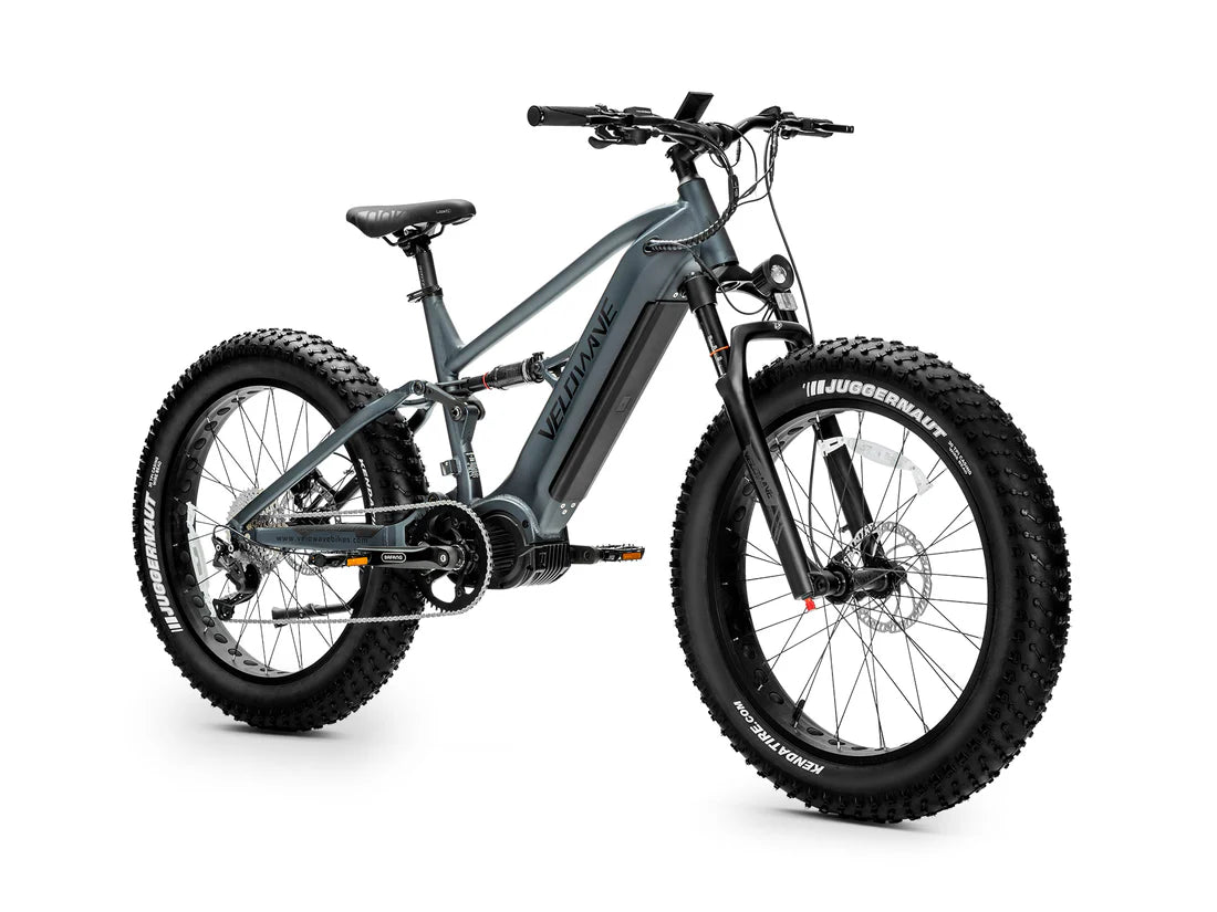 Velowave Brawny XM MTB Mountain Electric Bike Electric bike with fat tires on a white background. Valowave Brawny XM MTB Mountain Electric Bike