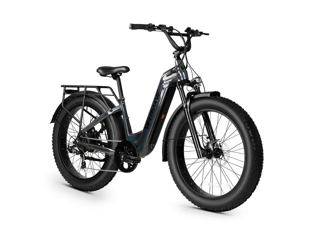 Velowave Ranger Step-Thru 3.0 Torque Sensor Electric Bike Black electric bike on a white background. Valowave Ranger Step-Thru 3.0 Torque Sensor Electric Bike