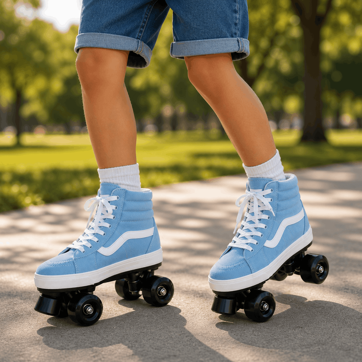 Sky Blue Quad Skating Double Row Roller Skates Sky Blue Quad Skating Double Row Roller Skates