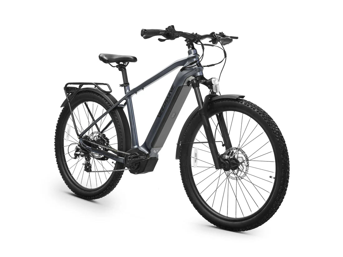Velowave Swift M Mid-Drive Electric Bike Gray electric bicycle on a white background. Valowave Swift M Mid-Drive Electric Bike
