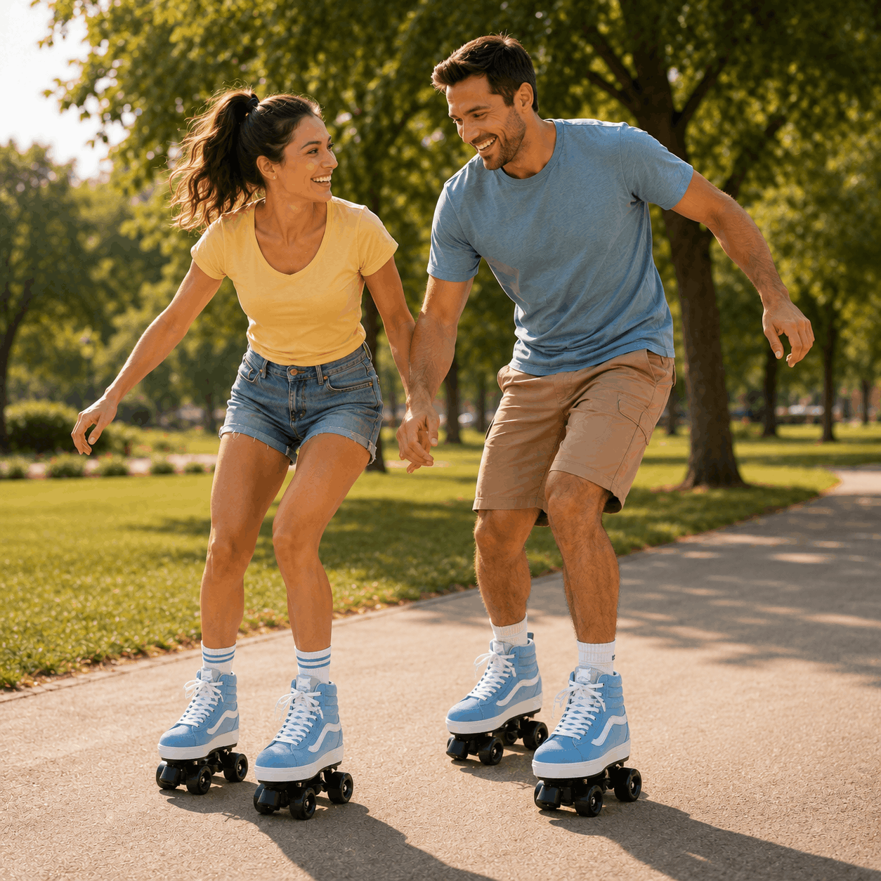 Sky Blue Quad Skating Double Row Roller Skates Sky Blue Quad Skating Double Row Roller Skates