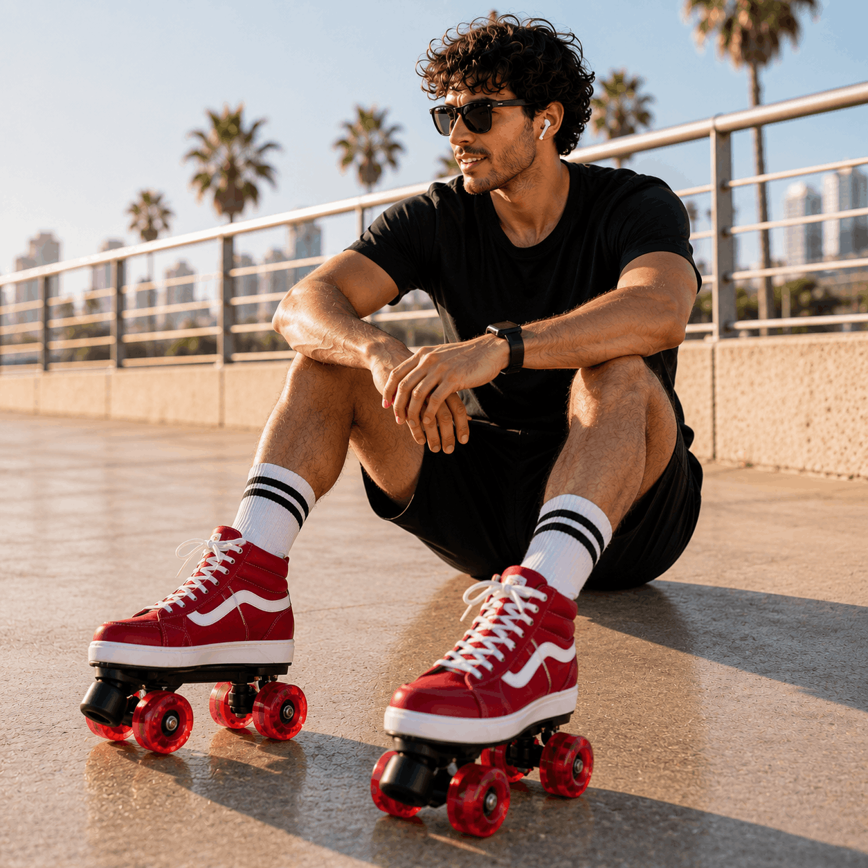 Cherry Red Quad Skating Double Row Roller Skates Cherry Red Quad Skating Double Row Roller Skates