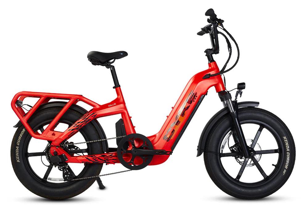 CYKE COLLIE Cargo EBike Red electric bike on a white background. CYKE COLLIE Cargo EBike