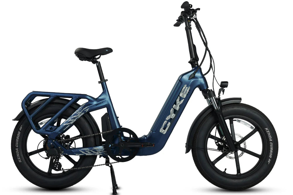 CYKE Grizzly Foldable EBike Blue electric bike with 'Cyke' branding on a white background. CYKE Grizzly Foldable EBike