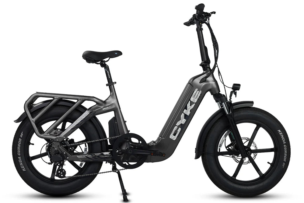 CYKE Grizzly Foldable EBike Black electric bike with 'CYKE' branding on a white background. CYKE Grizzly Foldable EBike