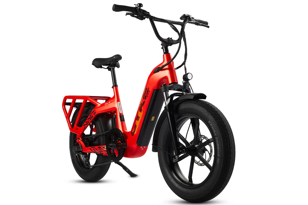 CYKE COLLIE Cargo EBike Red electric bike on a white background. CYKE COLLIE Cargo EBike