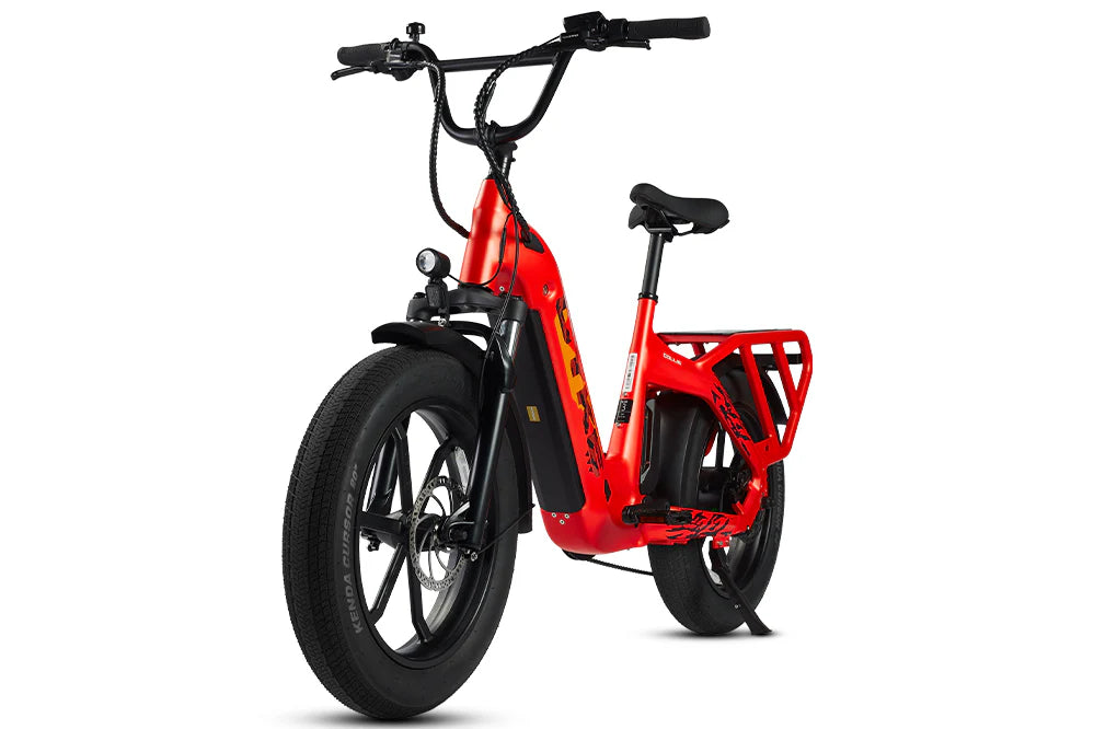 CYKE COLLIE Cargo EBike Red electric bike on a white background. CYKE COLLIE Cargo EBike