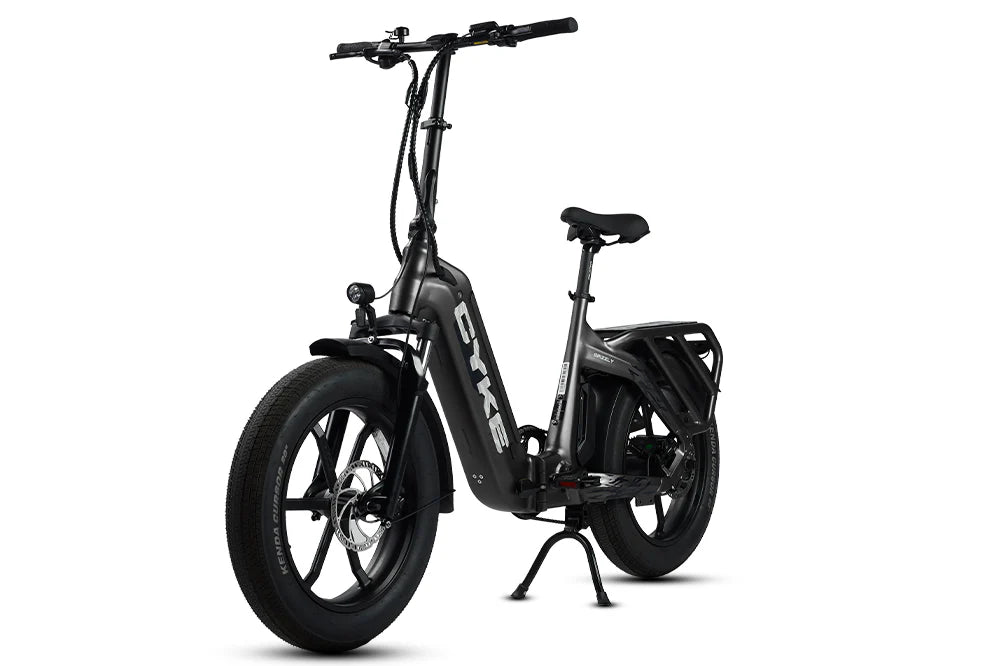 CYKE Grizzly Foldable EBike Black electric bike on a white background. CYKE Grizzly Foldable EBike