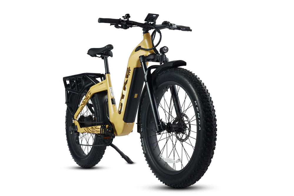 CYKE Lynx Commuter EBike Gold electric bike on a white background. CYKE Lynx Commuter EBike