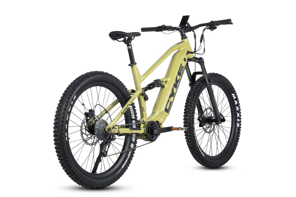 CYKE Falcon A Full Suspension eBike Yellow mountain bike on a white background. CYKE Falcon A Full Suspension eBike