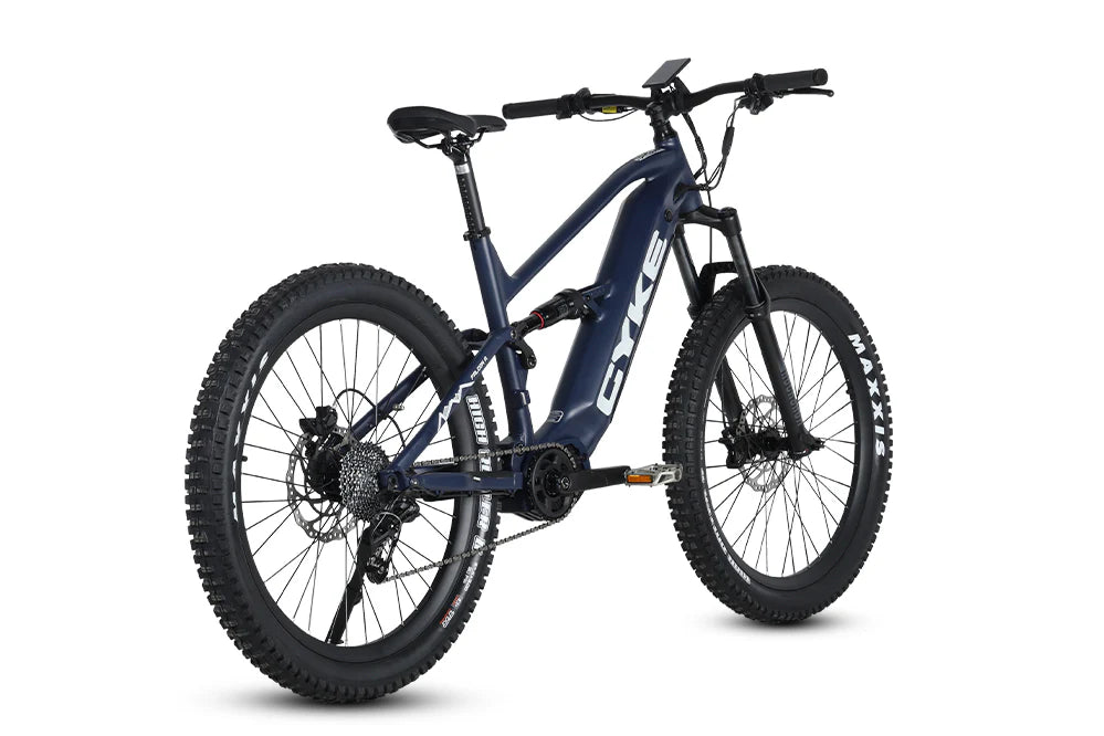CYKE Falcon A Full Suspension eBike Blue mountain bike on a white background. CYKE Falcon A Full Suspension eBike