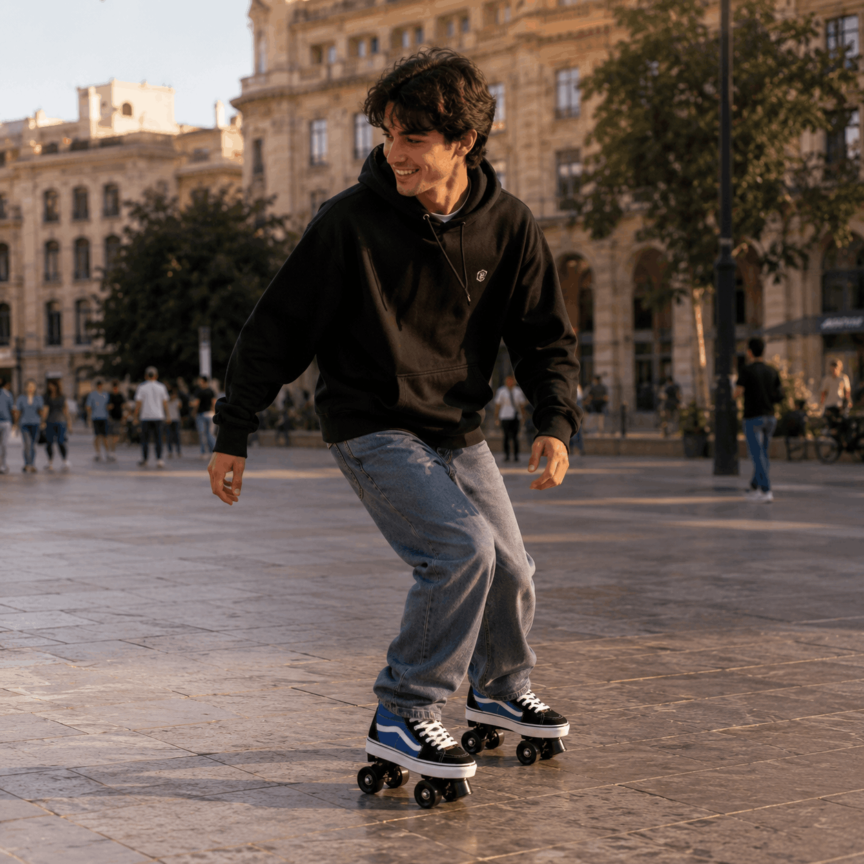Blue Quad Skating Double Row Roller Skates Blue Quad Skating Double Row Roller Skates