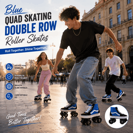 Blue Quad Skating Double Row Roller Skates