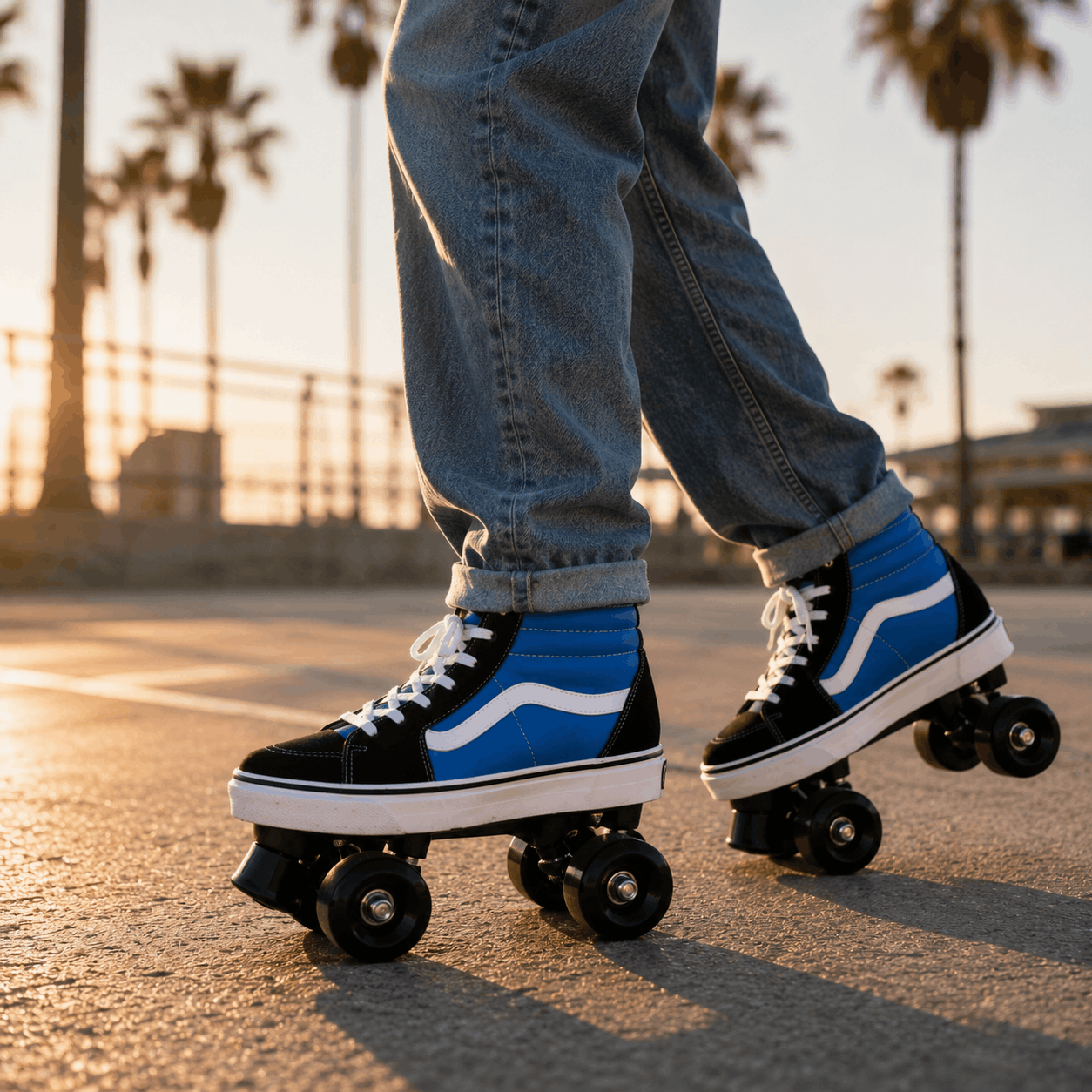 Blue Quad Skating Double Row Roller Skates Blue Quad Skating Double Row Roller Skates