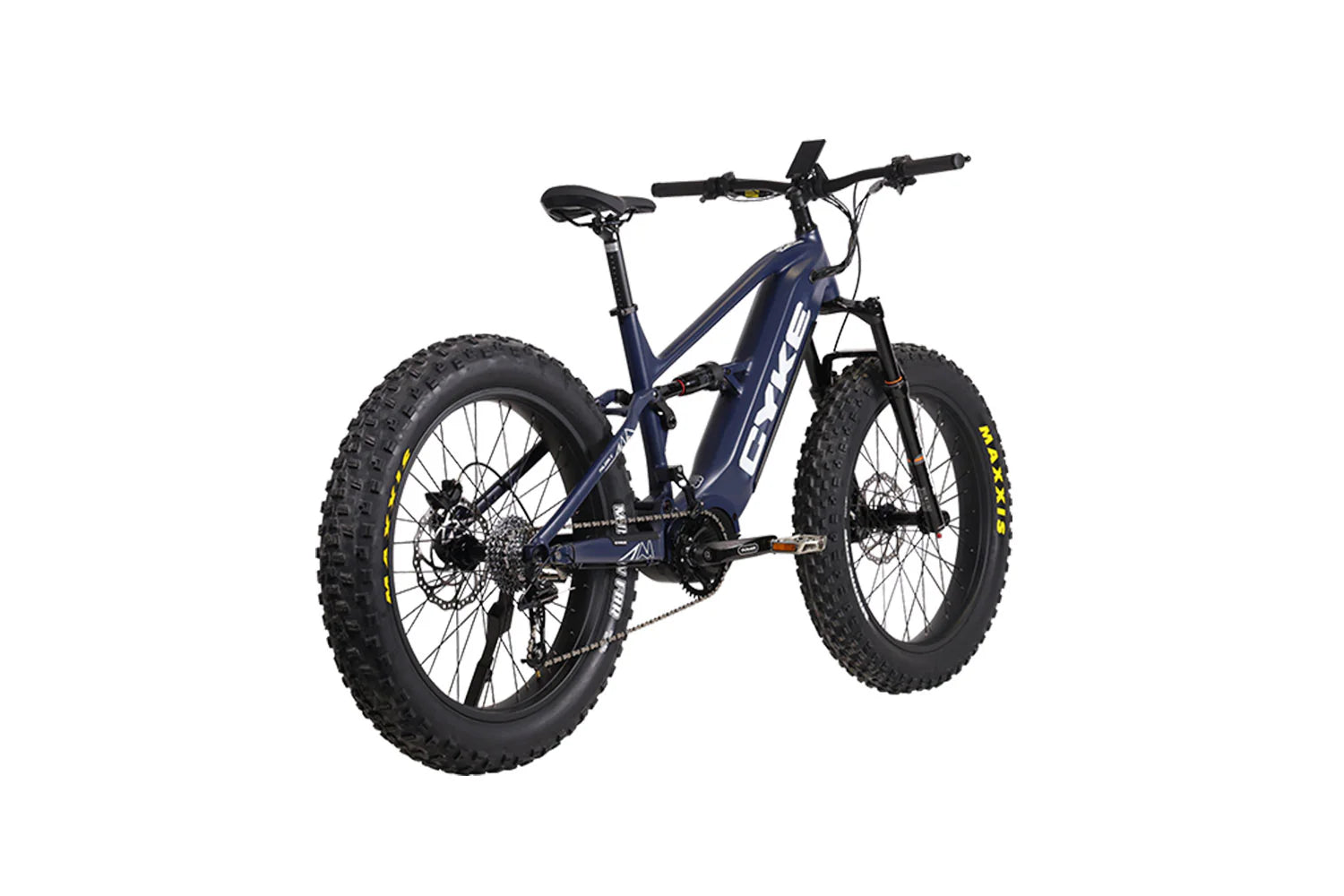 CYKE Falcon X Full Suspension EBike Blue electric bike on a white background. CYKE Falcon X Full Suspension EBike