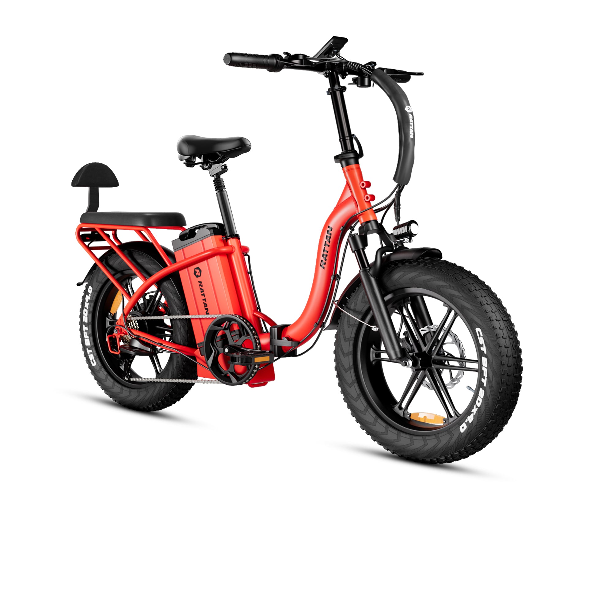 Rattan LF Ultra Folding ebike Red electric bike on a white background. Rattan LF Ultra Folding ebike