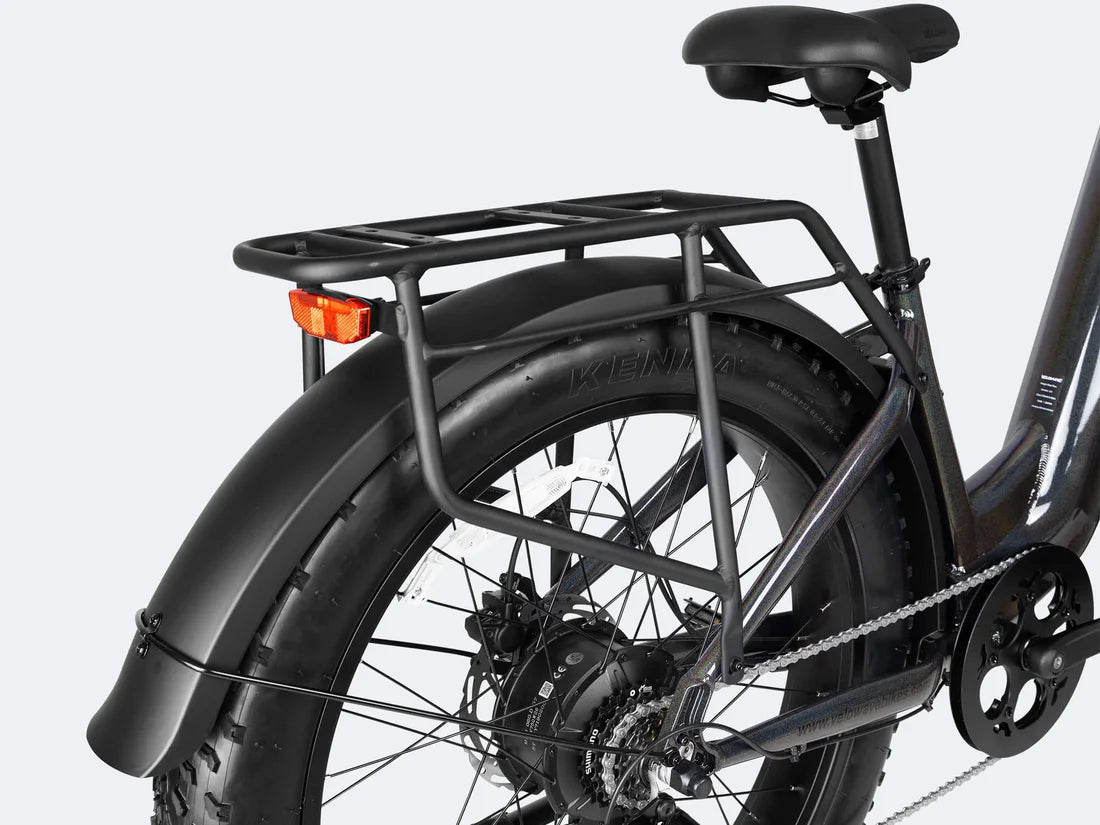 Velowave Ranger Step-Thru 3.0 Torque Sensor Electric Bike Black electric bike with a rear rack on a white background. Valowave Ranger Step-Thru 3.0 Torque Sensor Electric Bike