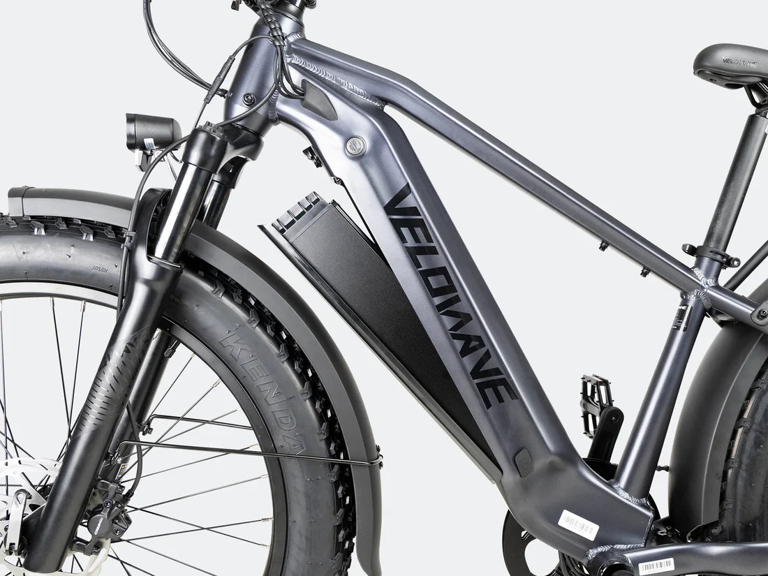Velowave Ranger 3.0 Fat Tire All-Terrain Electric Bike Gray electric bike with 'VELOWAVE' branding on a white background. Valowave Ranger 3.0 Fat Tire All-Terrain Electric Bike