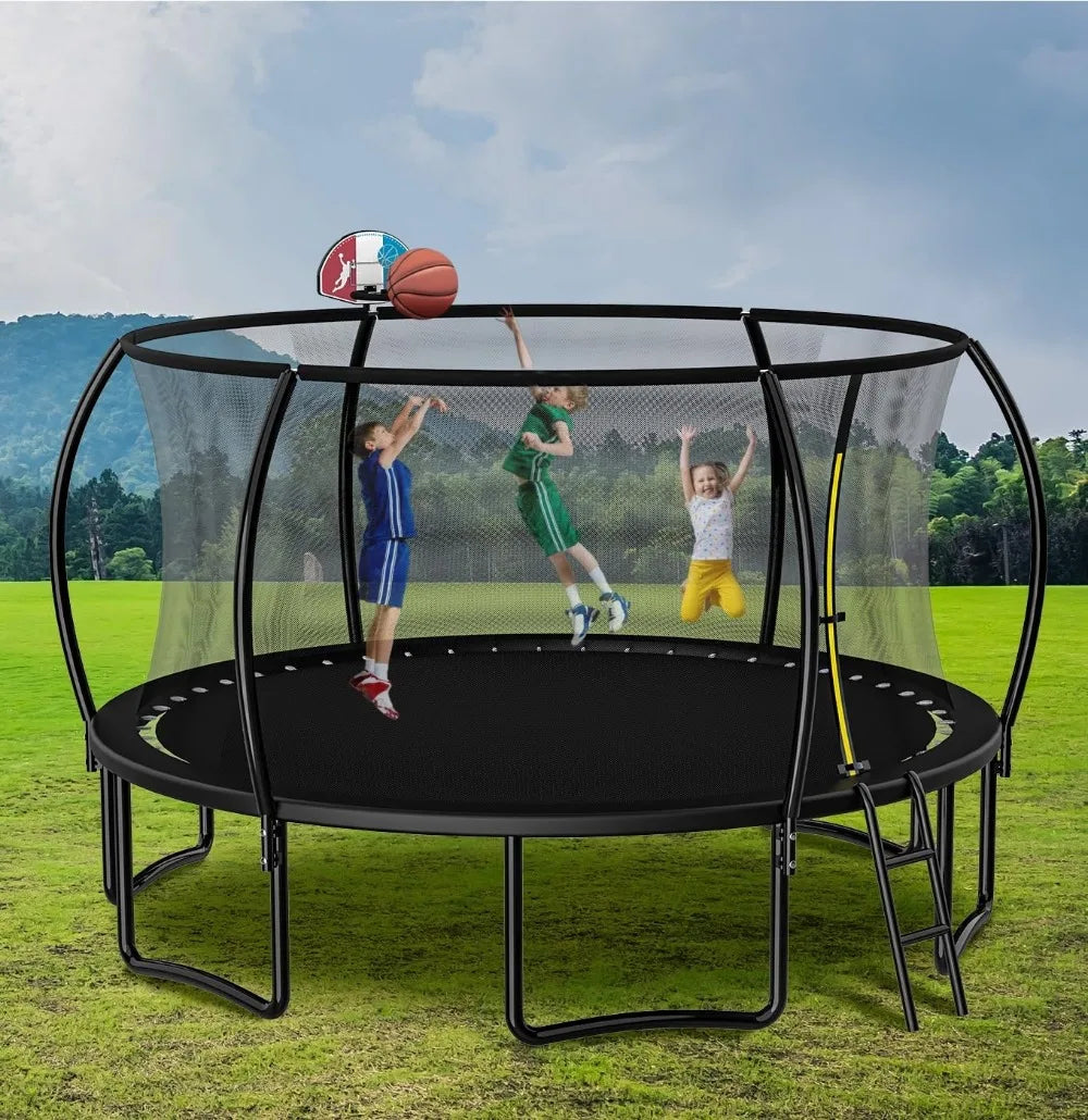 8 FT Trampoline for Kids with Basketball Hoop 1