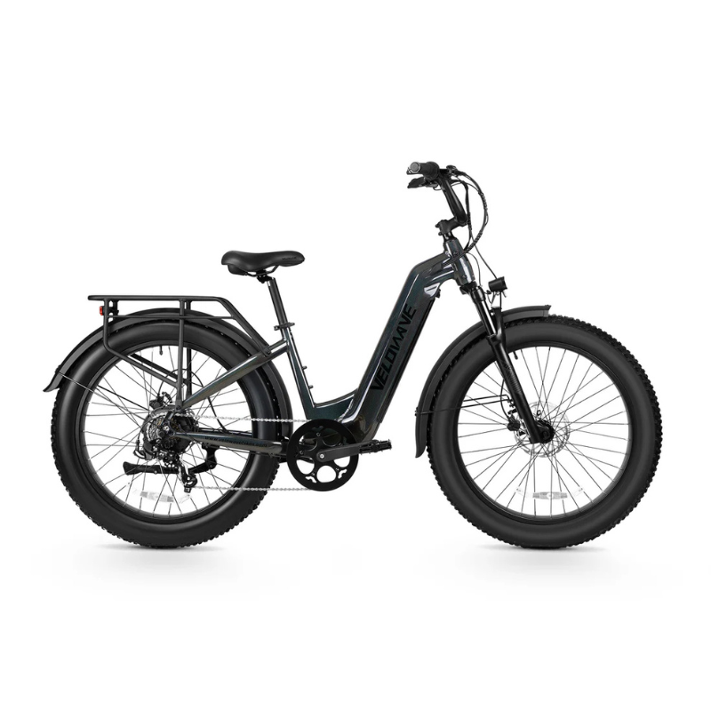 Velowave Ranger 3.0 Fat Tire All-Terrain Electric Bike Black electric bike on a white background. Valowave Ranger 3.0 Fat Tire All-Terrain Electric Bike