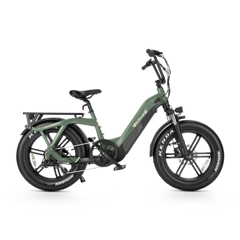 Velowave Pony Compact Step-Thru Electric Bike Green electric bike on a white background. Valowave Pony Compact Step-Thru Electric Bike