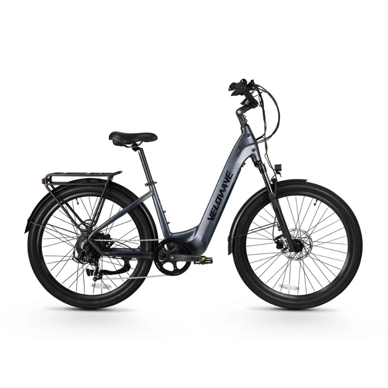 Velowave Breeze T Torque Sensor Electric Bike Gray electric bicycle with black details on a white background. Valowave Breeze T Torque Sensor Electric Bike