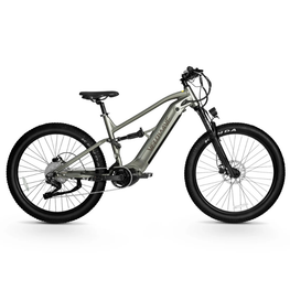 Gray electric bicycle on a white background. Valowave Forest SM MTB