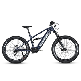 Blue mountain bike on a white background. CYKE Falcon A Full Suspension eBike