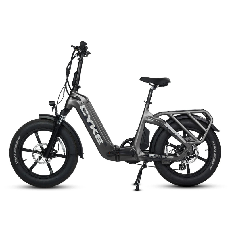 CYKE Grizzly Foldable EBike Gray electric bike with 'Cyke' branding on a white background. CYKE Grizzly Foldable EBike