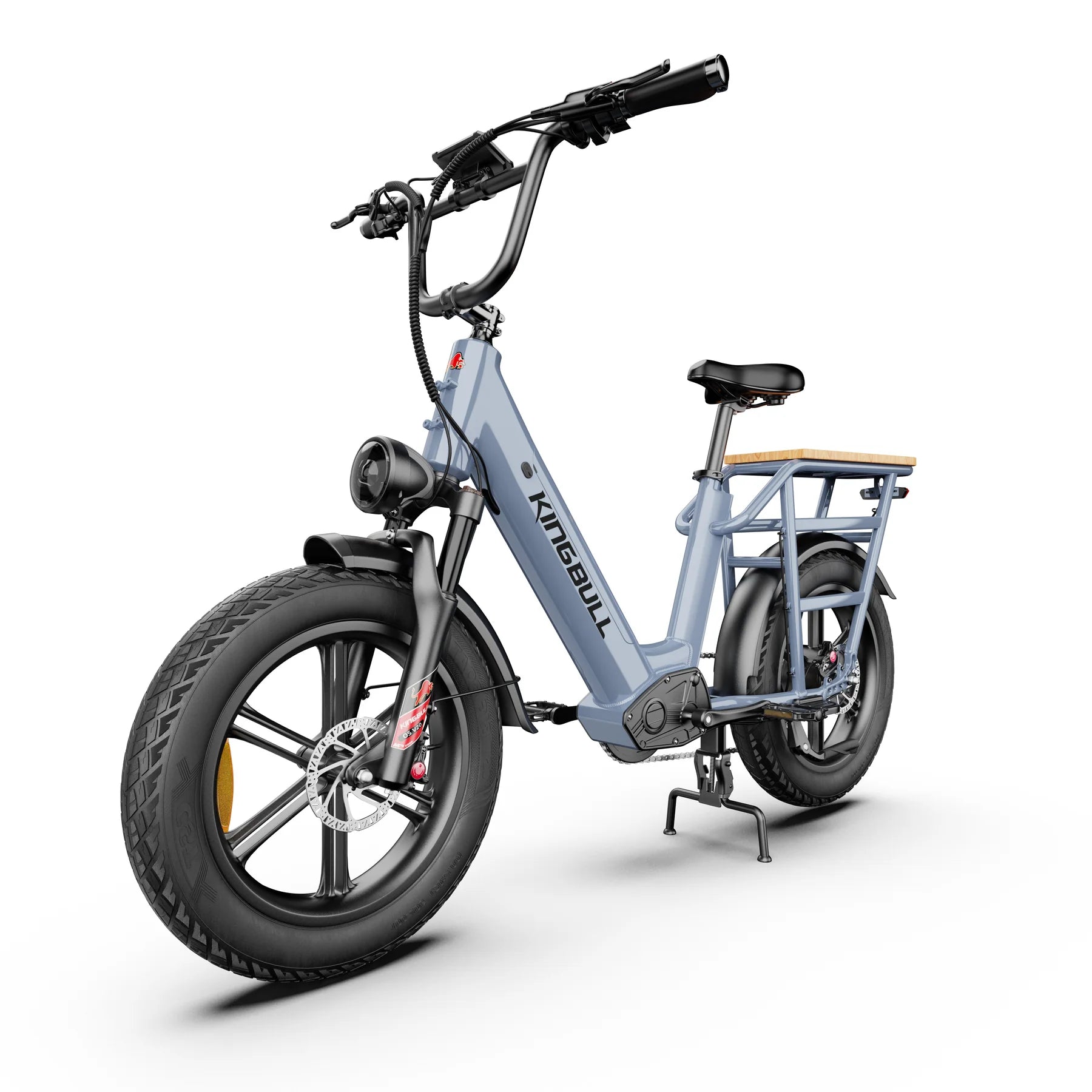 Kingbull Voyager 2.0 Fat Tire Electric Cargo Bike Gray electric bike with 'KINGBULL' branding on a white background. Kingbull Voyager 2.0 Fat Tire Electric Cargo Bike