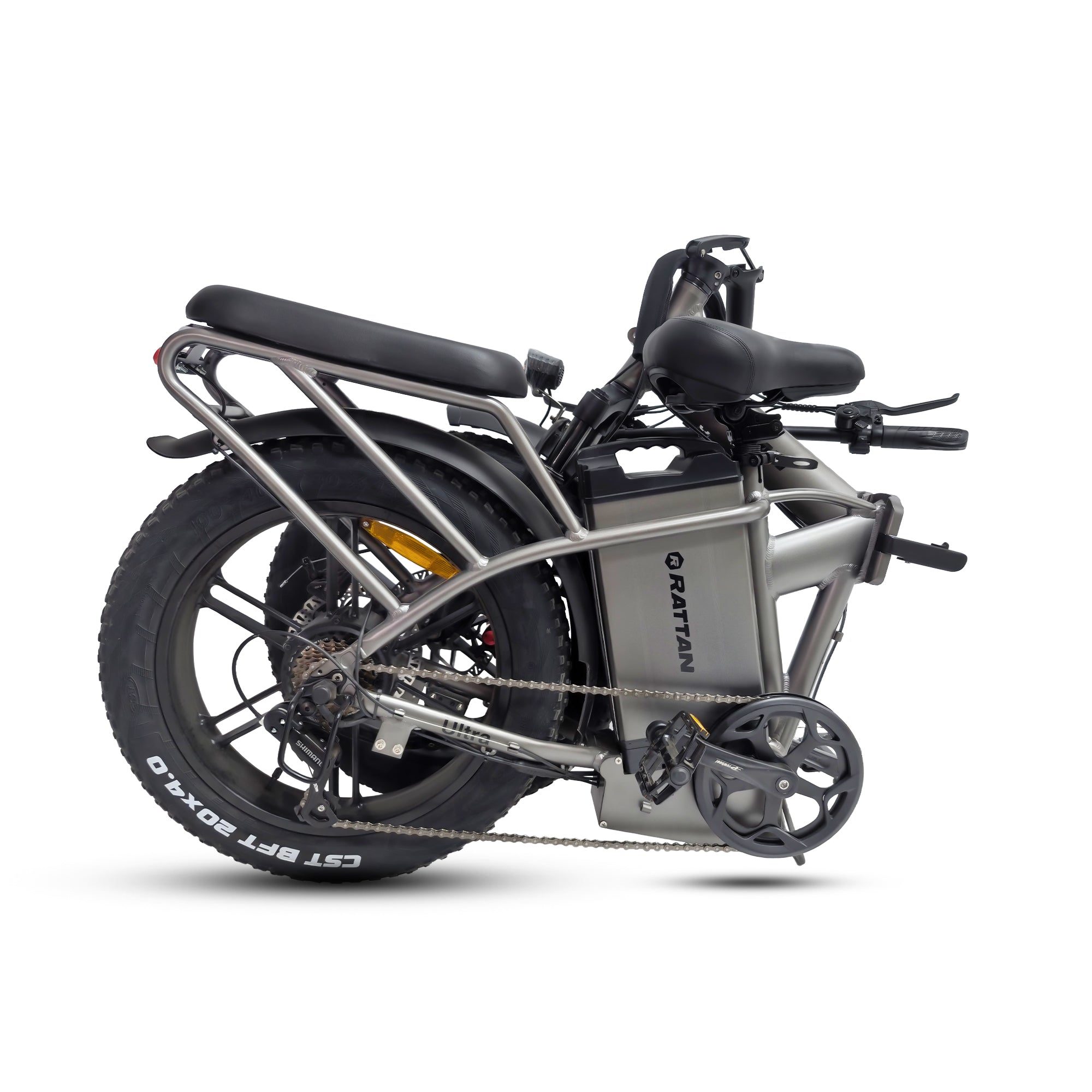 Rattan LM Ultra Folding ebike Gray electric bike with a black seat on a white background.Rattan LM Ultra Folding ebike