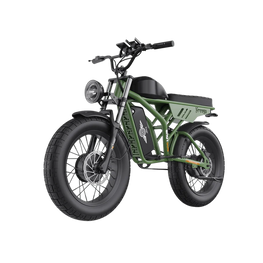 Green electric bike on a white background. Freego Flash F3 Pro Dual Motor and Battery eBike