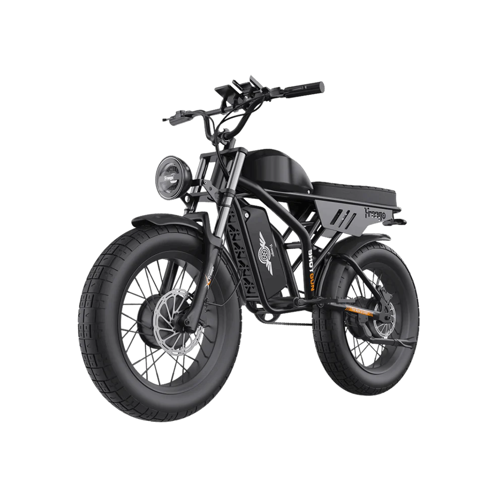 Freego Flash F3 Pro Max Dual Motor and Battery eBike Black electric bike on a white background. Freego Flash F3 Pro Max Dual Motor and Battery eBike