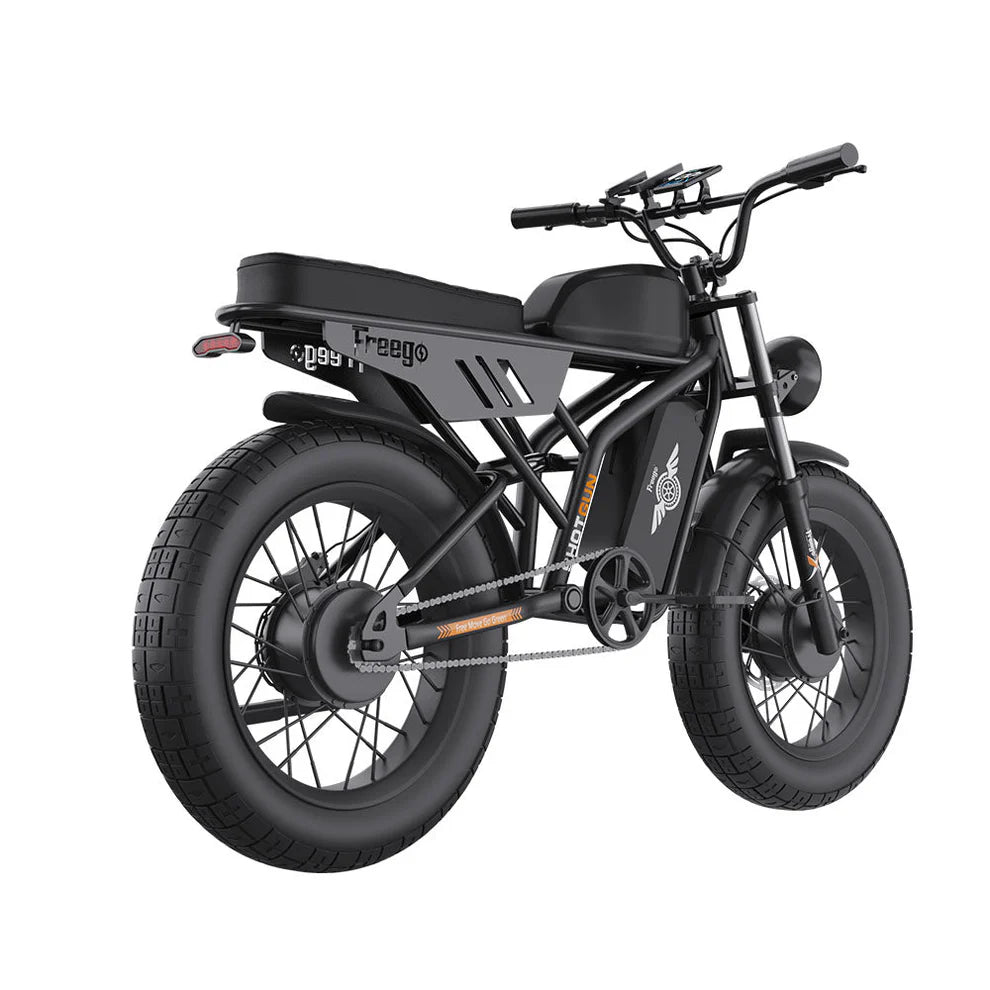 Freego Flash F3 Pro Max Dual Motor and Battery eBike Black electric bike with 'Freego' branding on a white background. Freego Flash F3 Pro Max Dual Motor and Battery eBike
