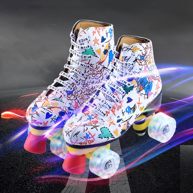 Outdoor Roller Skates for Women & Men - Graffiti Printed Outdoor Roller Skates for Women & Men - Graffiti Printed 1