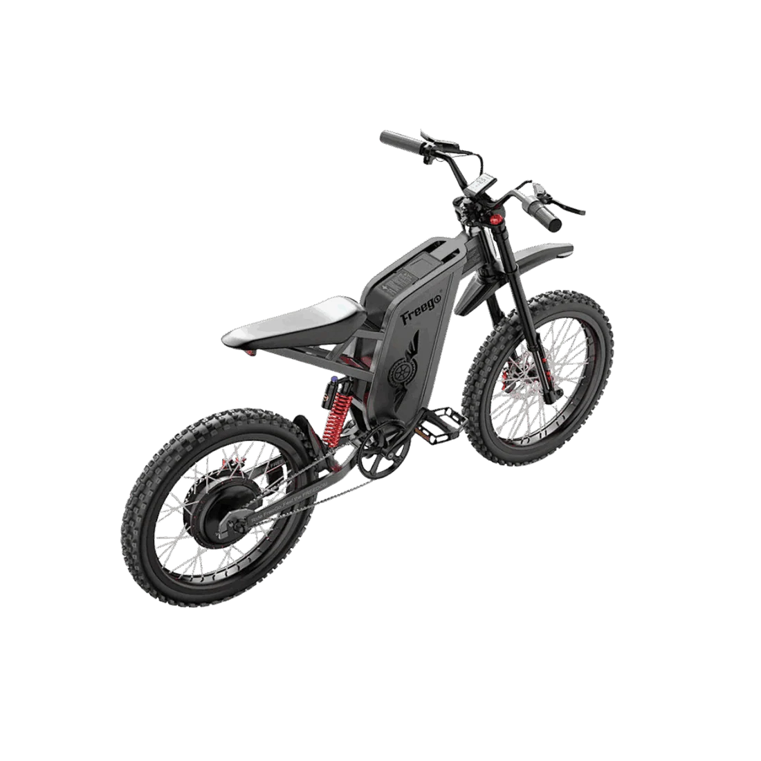 Freego X2 Pro All-Terrain Dirt eBike Black electric bike on a white background. Freego X2 Pro All-Terrain Dirt eBike