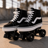 Black Quad Skating Double Row Roller Skates