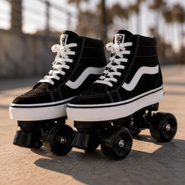 Black Quad Skating Double Row Roller Skates
