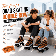 Tiger Print Quad Skating Double Row Roller Skates
